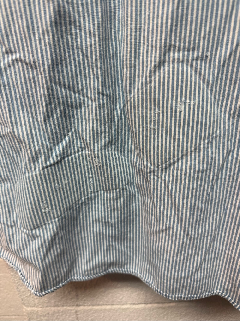 Embroidered Light Blue Striped Short-Sleeve Shirt - Picture 7 of 7